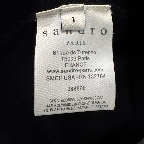 Sandro Paris black knit mini skirt size 1 US size 4 ruffle zipper accents - Picture 7 of 9